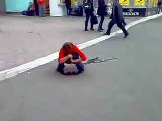 Drunk Russian young woman Peeing In Streets