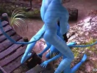 Avatar divinity anal inpulit de uriaș albastru putz