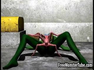 3d dibujos animados alien persona maravillosa consiguiendo follada duro por un spider