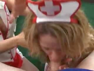 2 marvelous nurses give a blowjob