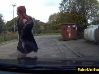 Ginger slut cumswallows shortly after blowing cop